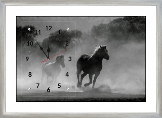 Часы-картина с паспарту в серебрянном багете 50х70 CAS(233)